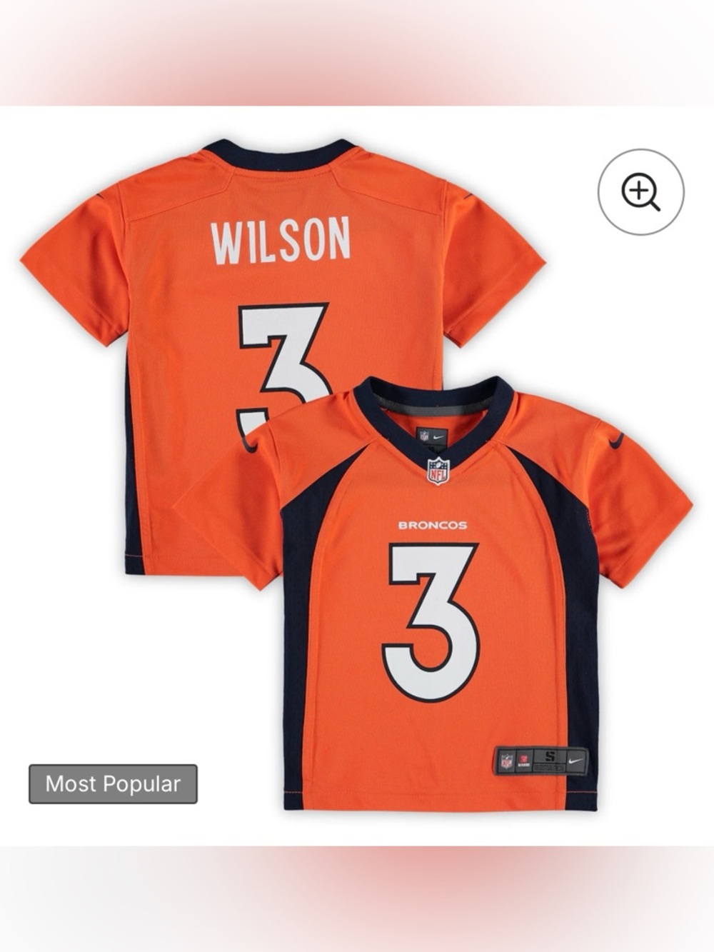 NWT - Russell Wilson Denver Broncos Nike Preschool Game Jersey - Orange